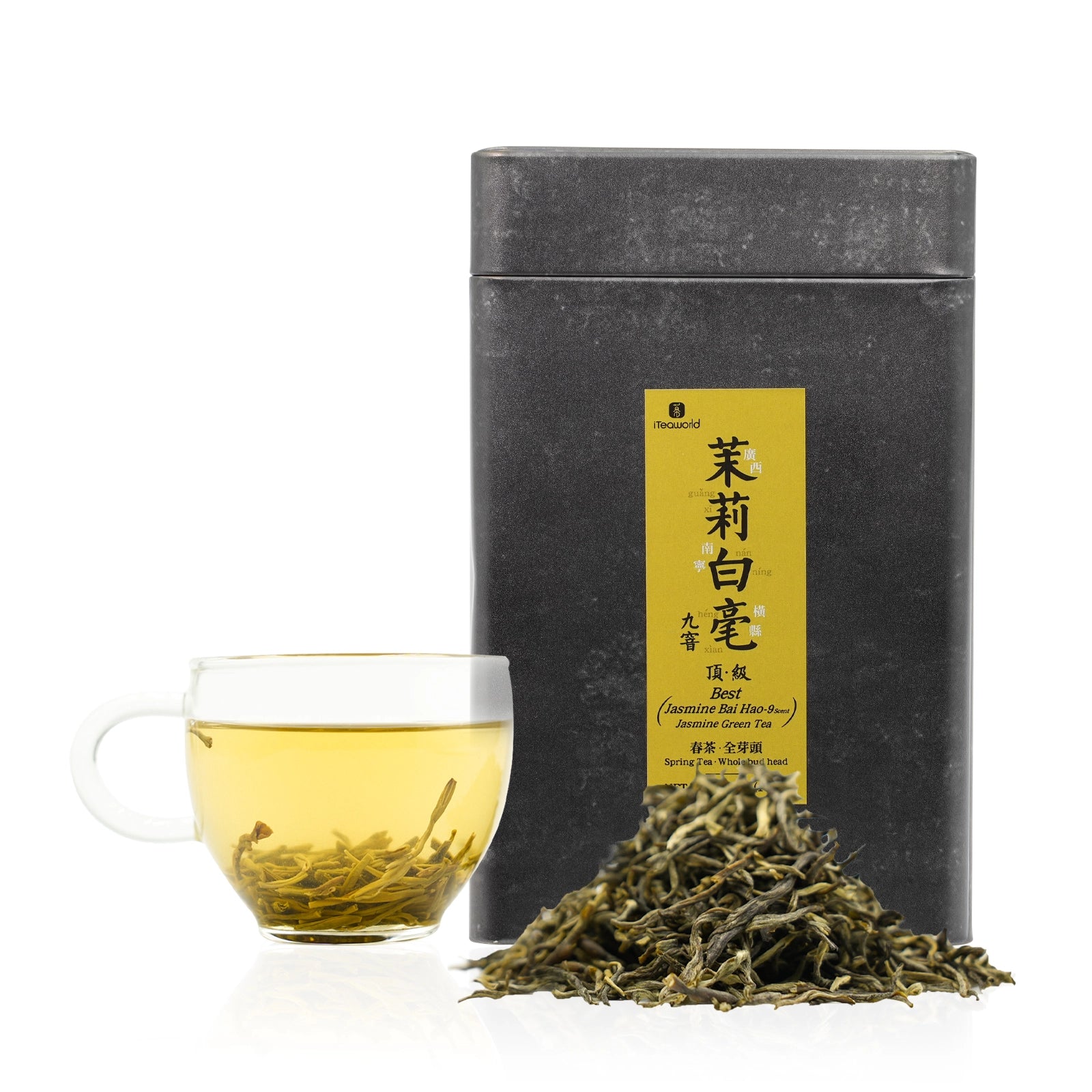 Jasmine Bai Hao | Traditional 9-Scent Jasmine Green Tea – Fresh, Abundant Floral Aroma with a Sweet, Smooth, Lasting Aftertaste | 1000m High Mountain Tea from Heng County, Guangxi | Summer Harvest July 2024 | 3.5oz (100g) - Top Choice of Jasmine Green Tea
