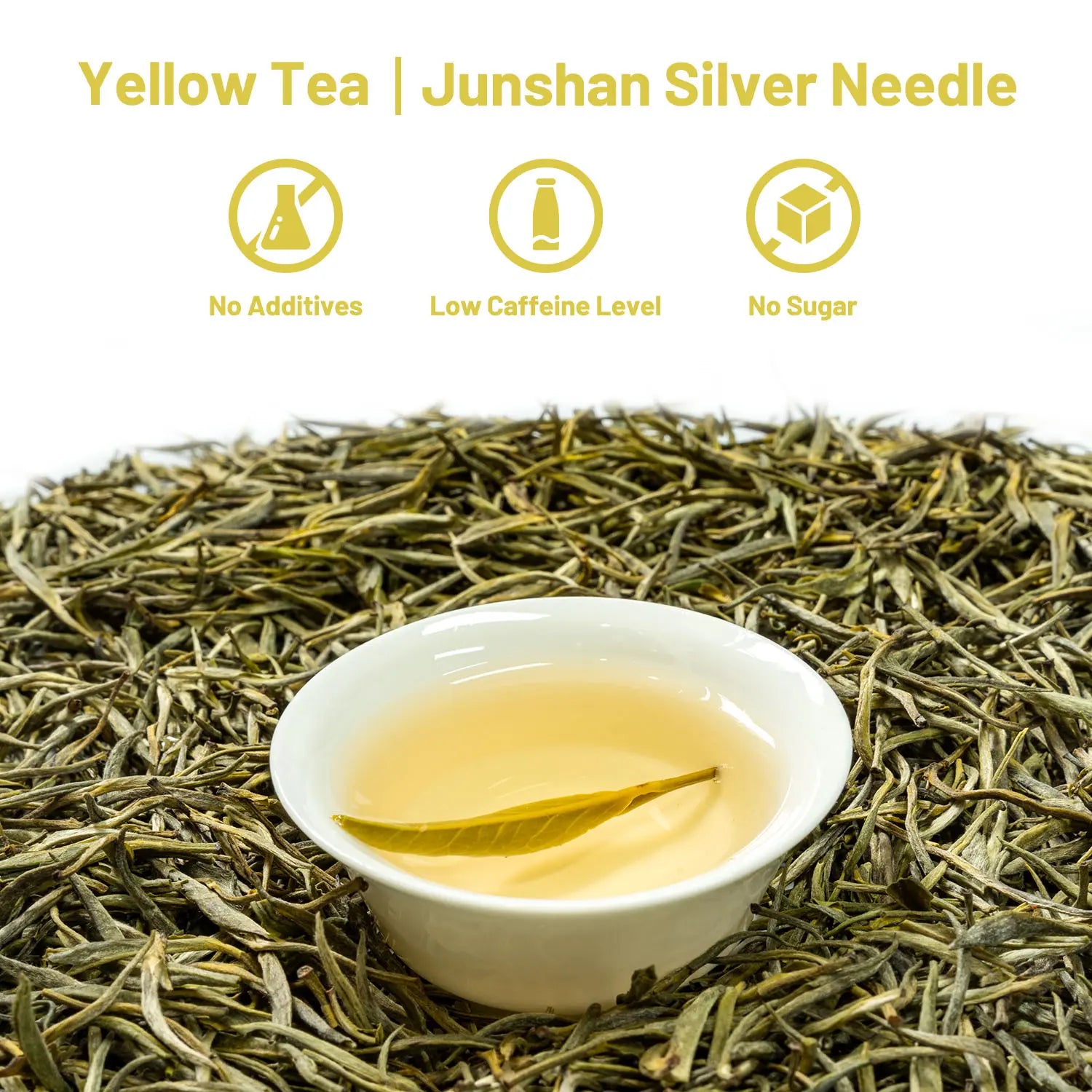 Junshan Silver Needle Yellow Tea | Authentic Core Origin Smooth & Sweet - One Bud and One Leaf 2023 Autumn Tea | 3.5oz (100g) Top-tier For After Meal
