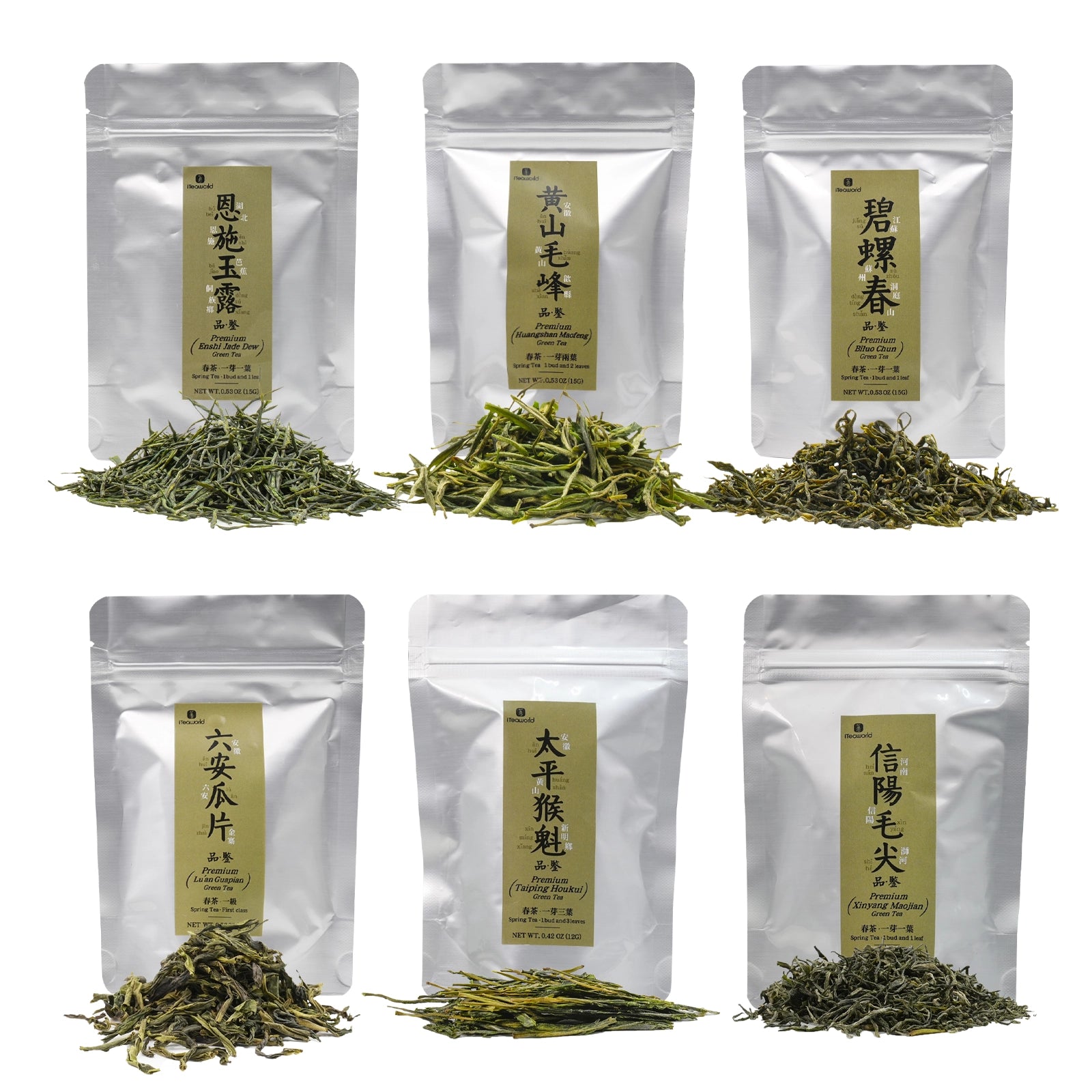 6 Flavors Exclusive Selection of Renowned Chinese Green Teas 90G For Morning